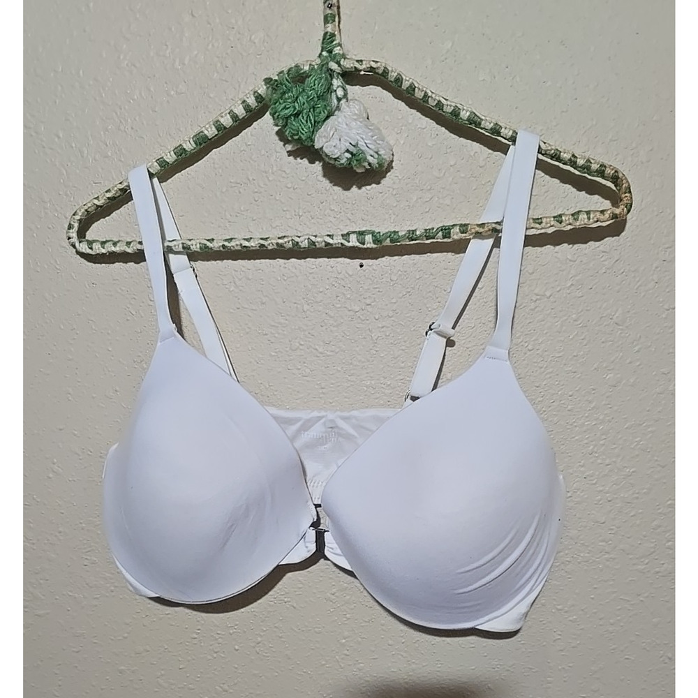 Tranquil & True White Full Coverage Front Closure Wire Free T-Shirt Bra Size 38D
